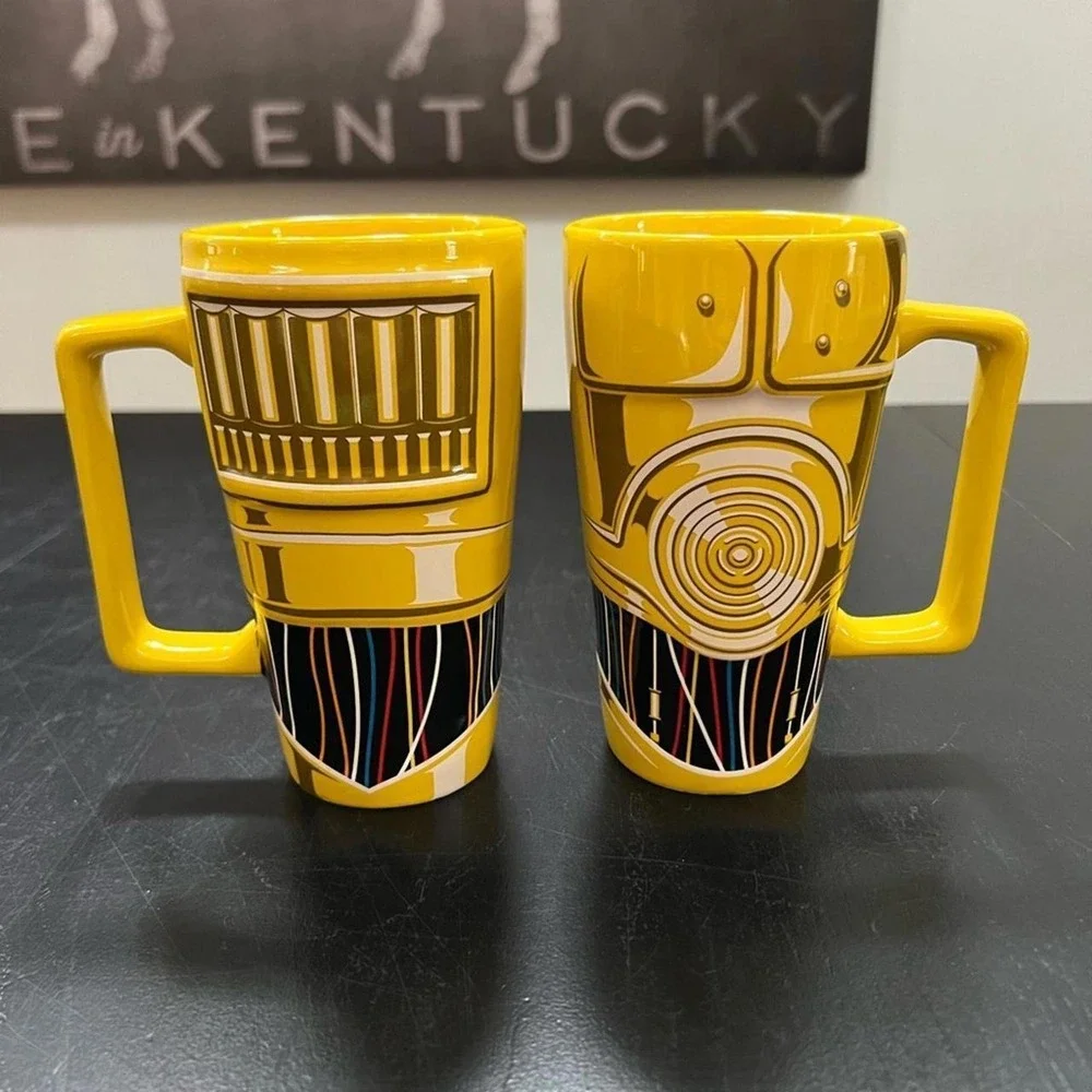 Disney Store Star Wars C-3PO Droid Ceramic Coffee Mug Set Yellow 6in OS